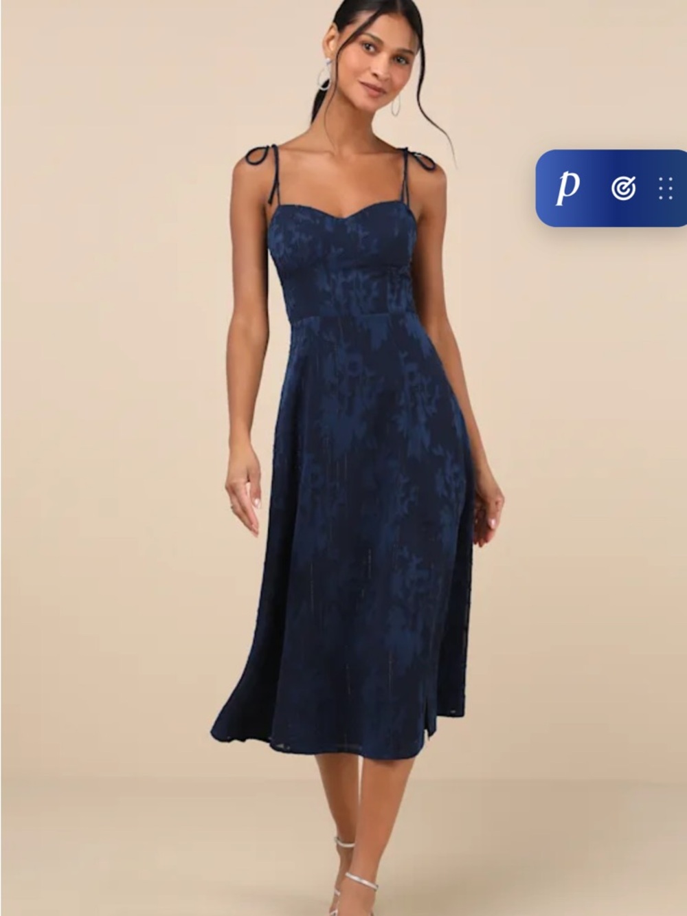Lulu's Navy Tie-Shoulder Midi Dress